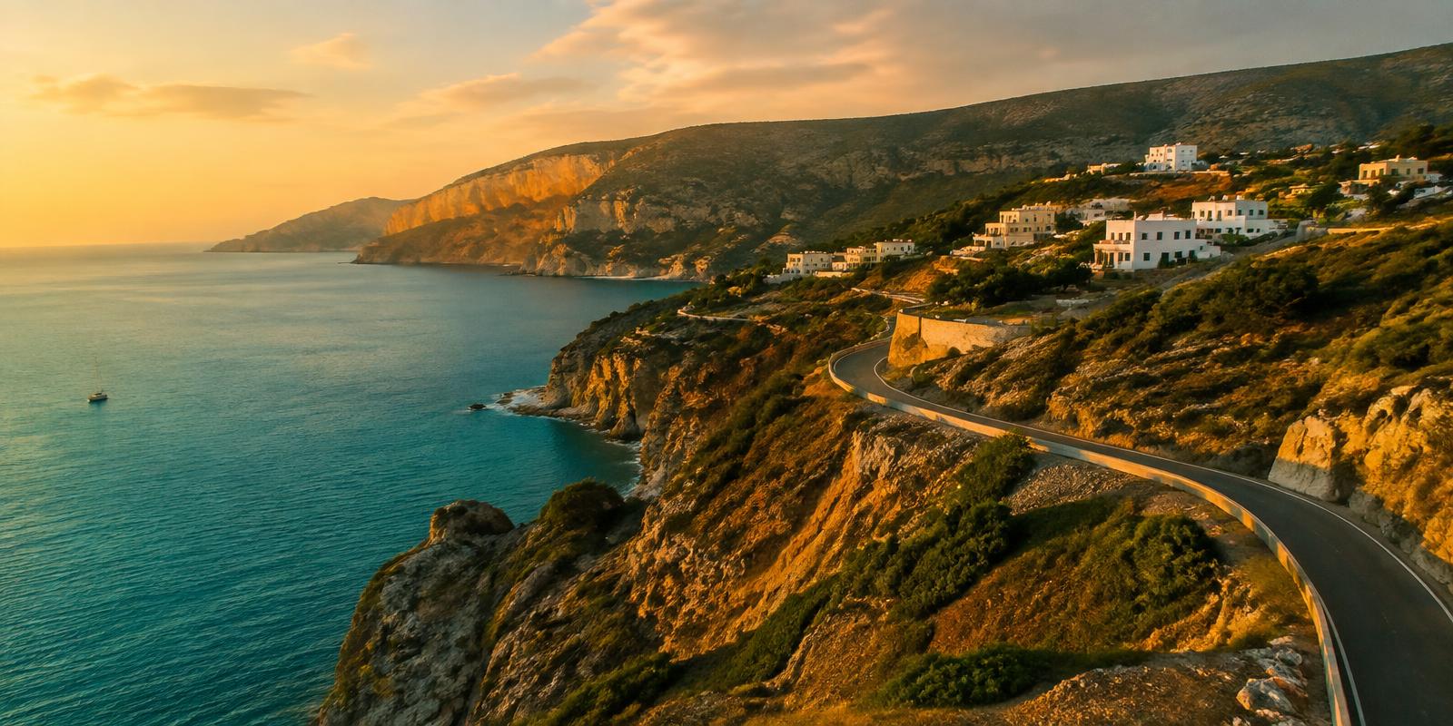 Coastal road at golden hour